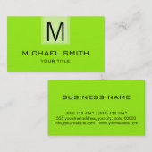 Professionele Limoen Solid Color Monogram Visitekaartje (Voorkant / Achterkant)