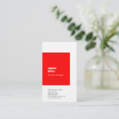 Professionele linnen minimalistische rode witte vl visitekaartje (Staand voorkant)