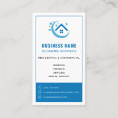 Professionele Logo Blauwe Schoonmaakdiensten Visitekaartje (Voorkant)
