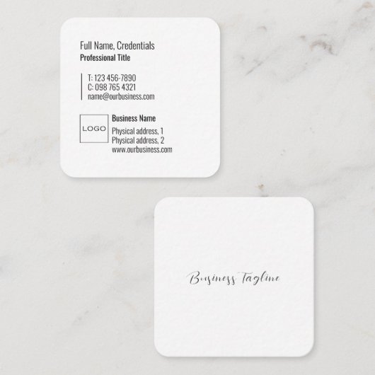 Professionele Logo Elegant Modern Eenvoudig Chique Vierkante Visitekaartje (Voorkant / Achterkant)