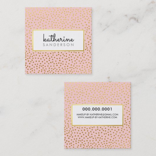 PROFESSIONELE LOGO EMBLEM modern roze faux goud Vierkante Visitekaartje (Voorkant / Achterkant)