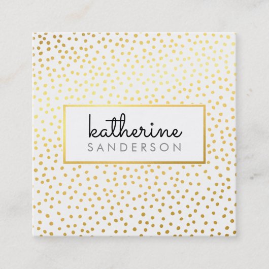 PROFESSIONELE LOGO EMBLEM modern wit faux goud Vierkante Visitekaartje (Voorkant)