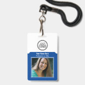 Professionele Logo Foto streepjescode donkerblauw Badge (Voorzijde met lanyard)