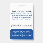 Professionele Logo Foto streepjescode donkerblauw Badge (Achterkant)