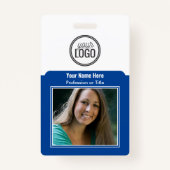 Professionele Logo Foto streepjescode donkerblauw Badge (Voorkant)
