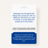 Professionele Logo Foto streepjescode donkerblauw Badge (Achterkant)