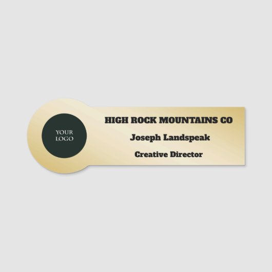 Professionele Logo Gold Metallic Naamplaatje (Voorkant)