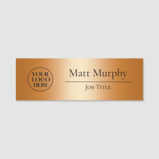Professionele Logo ID Faux Copper Naamplaatje (Voorkant)