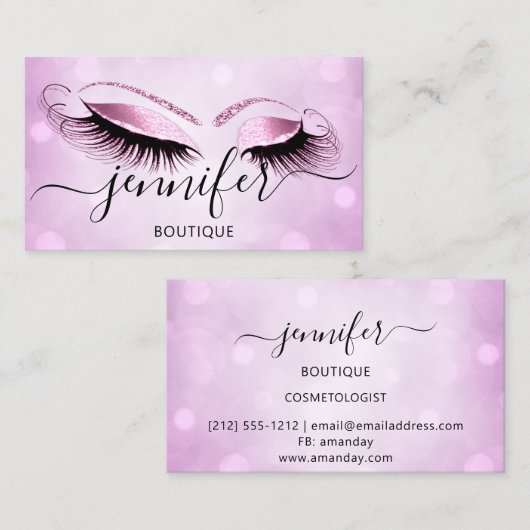 Professionele Logo Makeup Boutique Lash Studio Roz Visitekaartje (Voorkant / Achterkant)