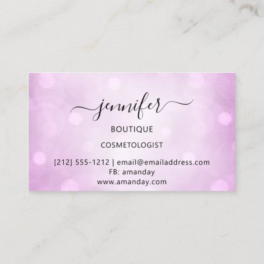 Professionele Logo Makeup Boutique Lash Studio Roz Visitekaartje (Achterkant)