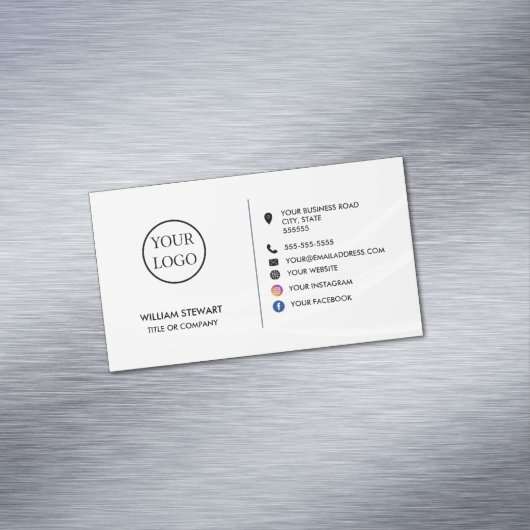 Professionele Logo minimalistische sociale media W Magnetisch Visitekaartje (Voorbeeld)