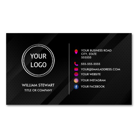 Professionele Logo minimalistische sociale media W Magnetisch Visitekaartje (Voorkant)