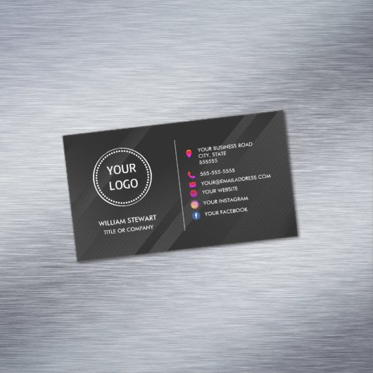 Professionele Logo minimalistische sociale media W Magnetisch Visitekaartje (Voorbeeld)