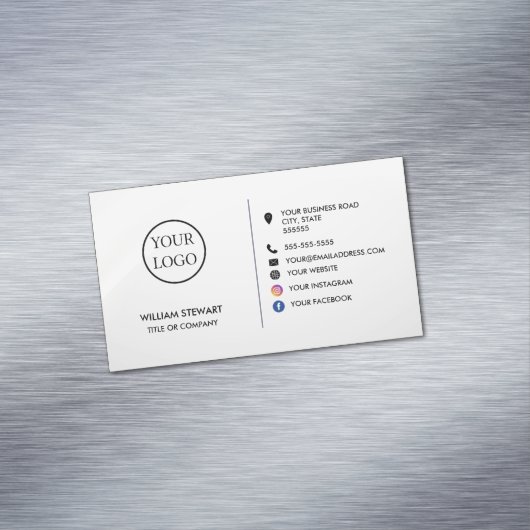 Professionele Logo minimalistische sociale media W Magnetisch Visitekaartje (Voorbeeld)