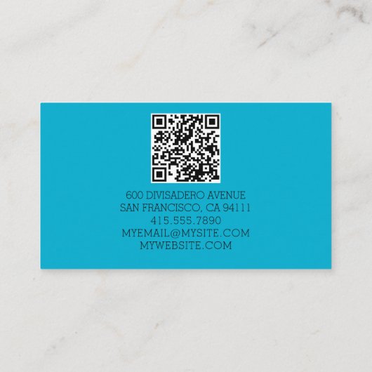 Professionele Logo Naam QR Code Blauw & Paarse Cam Contactkaartje (Achterkant)