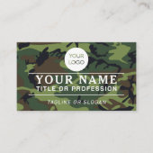 Professionele Logo Naam QR Code Militair Groen Cam Contactkaartje (Voorkant)