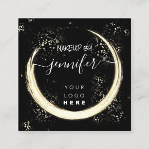 Professionele Logo nagels Beauty Hair Black Gold Vierkante Visitekaartje