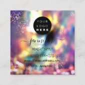 Professionele Logo nagels Beauty Hair Gold Hologra Vierkante Visitekaartje (Achterkant)