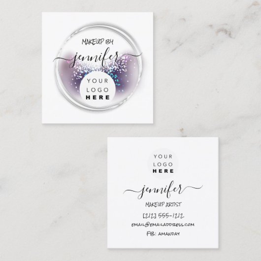 Professionele Logo nagels Beauty Hair White Abstra Vierkante Visitekaartje (Voorkant / Achterkant)