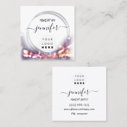 Professionele Logo nagels Beauty Hair White Modern Vierkante Visitekaartje (Voorkant / Achterkant)