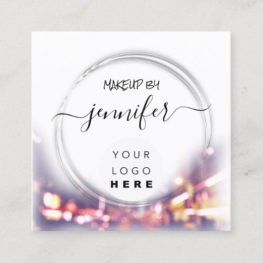 Professionele Logo nagels Beauty Hair White Modern Vierkante Visitekaartje (Voorkant)