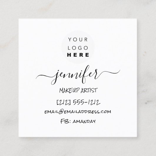 Professionele Logo nagels Beauty Hair White Modern Vierkante Visitekaartje (Achterkant)