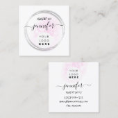 Professionele Logo nagels Beauty Hair White roze Vierkante Visitekaartje (Voorkant / Achterkant)