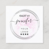 Professionele Logo nagels Beauty Hair White roze Vierkante Visitekaartje (Voorkant)