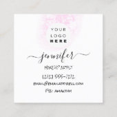Professionele Logo nagels Beauty Hair White roze Vierkante Visitekaartje (Achterkant)