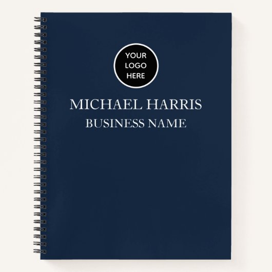 Professionele Logo Navy Blue Monogram Business Notitieboek (Voorkant)
