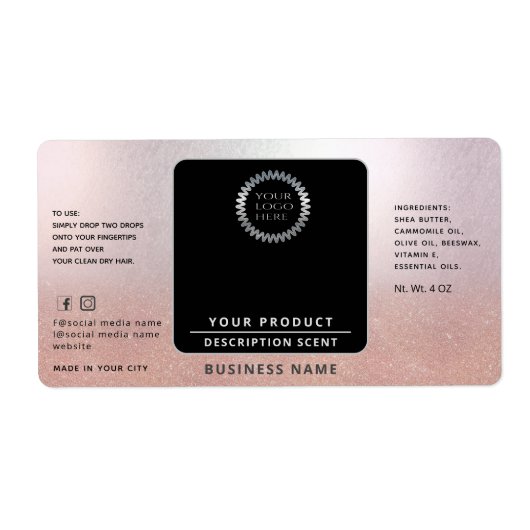 Professionele logo omwikkelen rond roos goudproduc etiket (Voorkant)