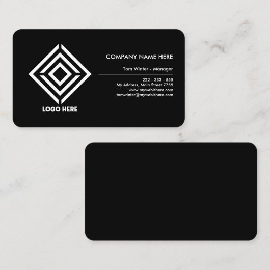 Professionele Logo, persoonlijk in zwart bedrijf Visitekaartje (Voorkant / Achterkant)