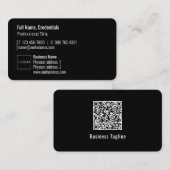 Professionele Logo QR Code Modern Minimaal Zwart Visitekaartje (Voorkant / Achterkant)