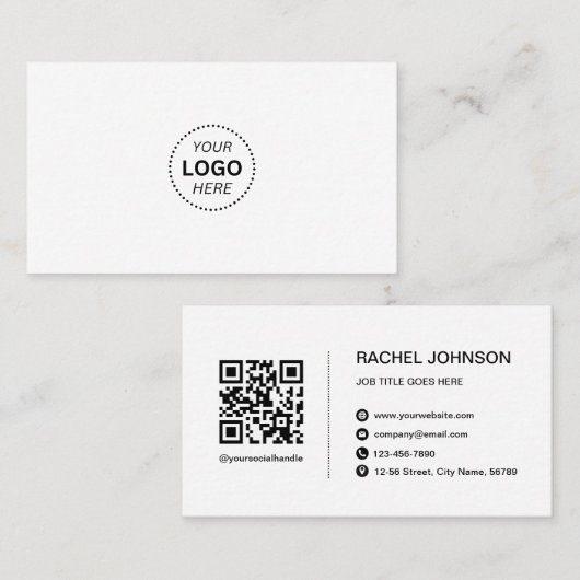 Professionele Logo QR Code Modern Visitekaartje (Voorkant / Achterkant)