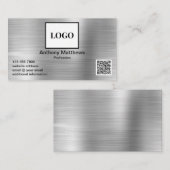 Professionele Logo QR-code toevoegen Faux Geborste Visitekaartje (Voorkant / Achterkant)
