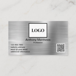 Professionele Logo QR-code toevoegen Faux Geborste Visitekaartje