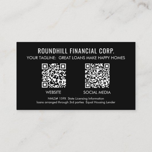 Professionele Logo QR-code voor hypothecaire foto' Visitekaartje (Achterkant)