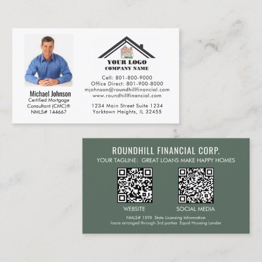 Professionele Logo QR-code voor hypothecaire foto' Visitekaartje (Voorkant / Achterkant)