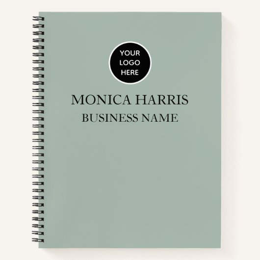 Professionele Logo Sage Groene Monogram Zaken Notitieboek (Voorkant)