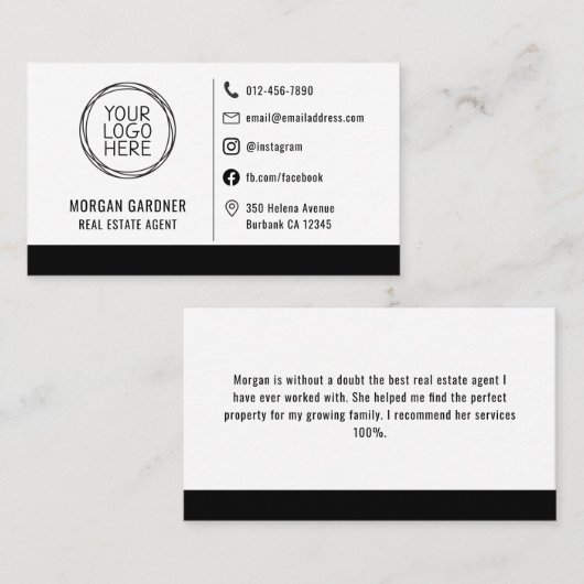 Professionele Logo Sociale media Icons Real Estate Visitekaartje (Voorkant / Achterkant)
