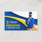 Professionele Loodgieter Aannemer Blauw Visitekaartje (Voorkant)