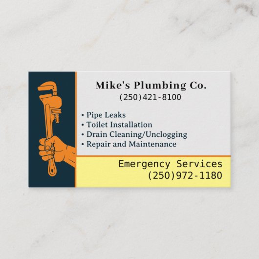 Professionele Loodgietersdienst Aangepaste Loodgie Visitekaartje (Voorkant)