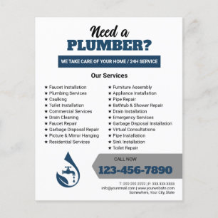 Professionele Loodgietersdienst Waterdruppel Logo Flyer