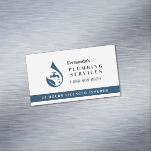 Professionele Loodgietersdienst Waterdruppel Logo Magnetisch Visitekaartje
