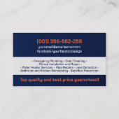 Professionele loodgietersdiensten visitekaartje (Achterkant)