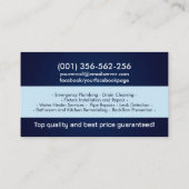 Professionele loodgietersdiensten visitekaartje (Achterkant)