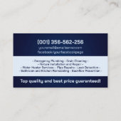 Professionele loodgietersdiensten visitekaartje (Achterkant)