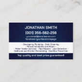 Professionele loodgietersdiensten visitekaartje (Achterkant)