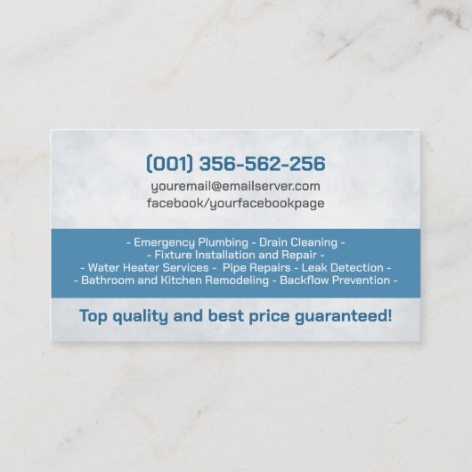 Professionele loodgietersdiensten - Waterverf Visitekaartje (Achterkant)
