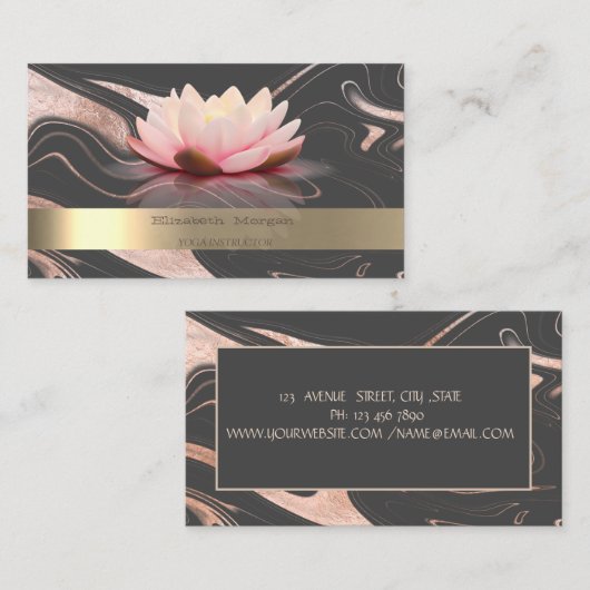 Professionele Lotus Gold Stripe Yoga Instructeur Visitekaartje (Voorkant / Achterkant)